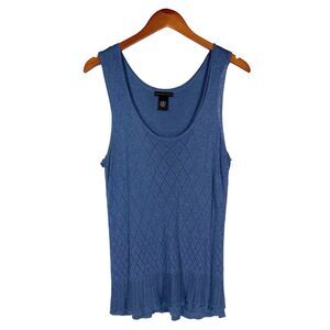 Madison Studio Blue Knit Tank Top Rayon Layered Stretch Soft Luxe XL